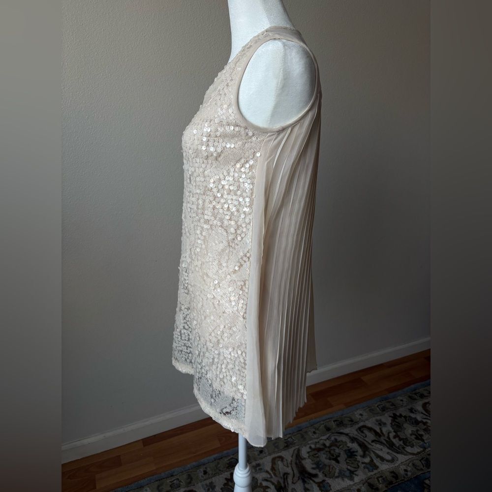 Mayoral Dresses Sleeveless Sequin Chiffon Beige Pleated Back Keyhole 12y XS - Picture 5 of 9